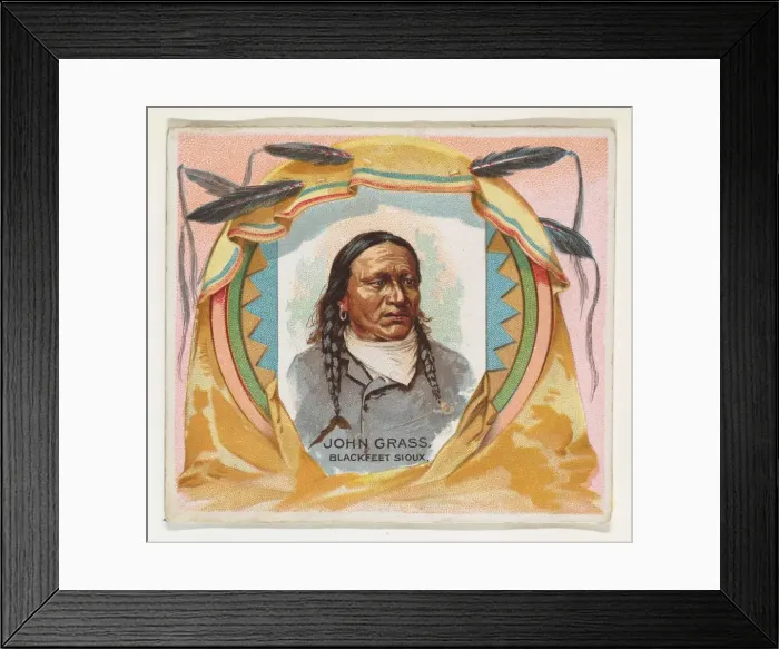 Framed Print : John Grass, Blackfeet Sioux, from the American Indian Chiefs series (N36) for Allen & Framed Print : John Grass, Blackfeet Sioux, from the American Indian Chiefs series (N36) for Allen &