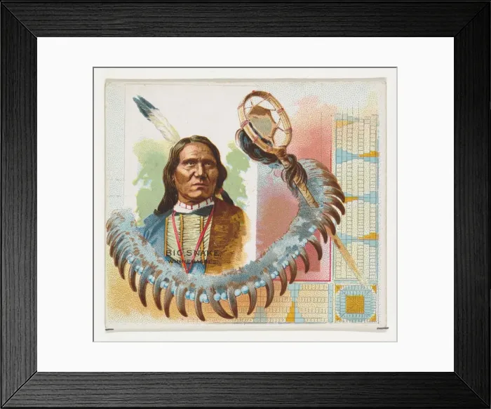 Framed Print : Big Snake, Winnebagoes, from the American Indian Chiefs series (N36) for Allen & Framed Print : Big Snake, Winnebagoes, from the American Indian Chiefs series (N36) for Allen &