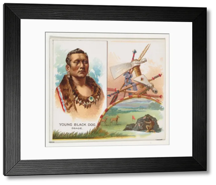 Framed Print : Young Black Dog, Osage, from the American Indian Chiefs series (N36) for Allen & Framed Print : Young Black Dog, Osage, from the American Indian Chiefs series (N36) for Allen &
