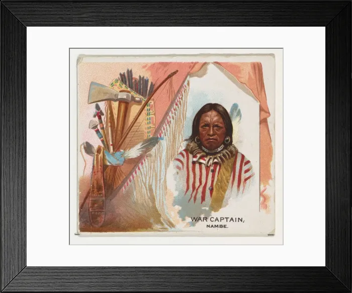 Framed Print : War Captain, Nambe, from the American Indian Chiefs series (N36) for Allen & Framed Print : War Captain, Nambe, from the American Indian Chiefs series (N36) for Allen &
