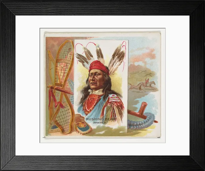 Framed Print : Rushing Bear, Pawnee, from the American Indian Chiefs series (N36) for Allen & Framed Print : Rushing Bear, Pawnee, from the American Indian Chiefs series (N36) for Allen &