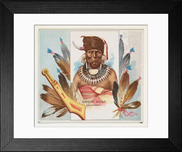 Framed Print : Great Bear, Delaware, from the American Indian Chiefs series (N36) for Allen & Framed Print : Great Bear, Delaware, from the American Indian Chiefs series (N36) for Allen &