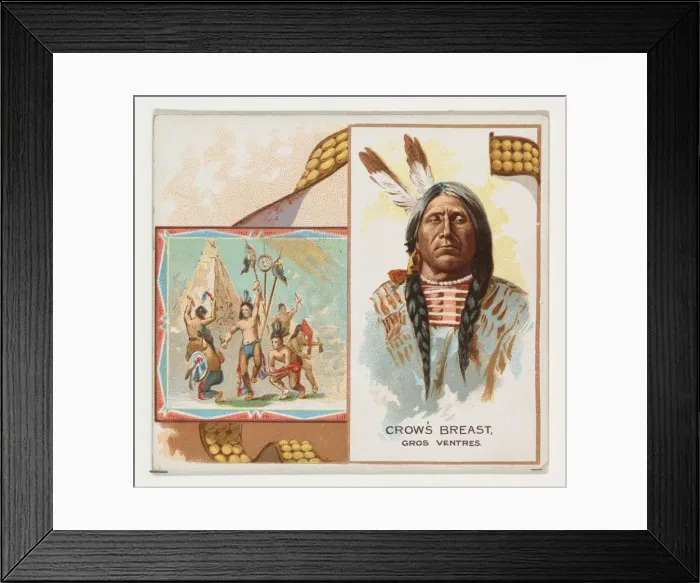 Framed Print : Crows Breast, Gros Ventres, from the American Indian Chiefs series (N36) for Allen & Framed Print : Crows Breast, Gros Ventres, from the American Indian Chiefs series (N36) for Allen &