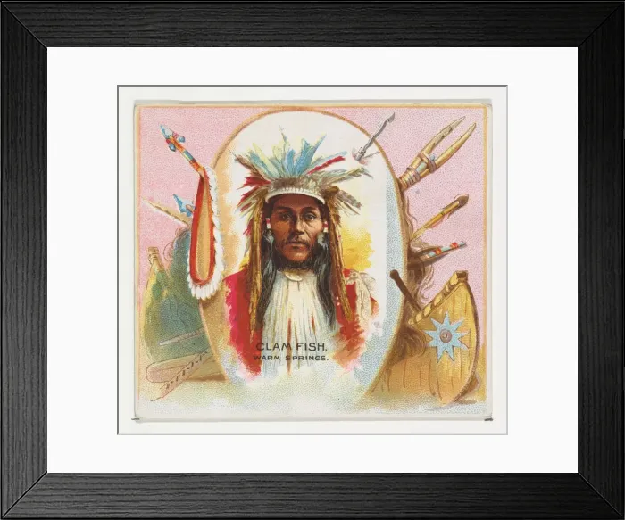 Framed Print : Clam Fish, Warm Springs, from the American Indian Chiefs series (N36) for Allen & Framed Print : Clam Fish, Warm Springs, from the American Indian Chiefs series (N36) for Allen &