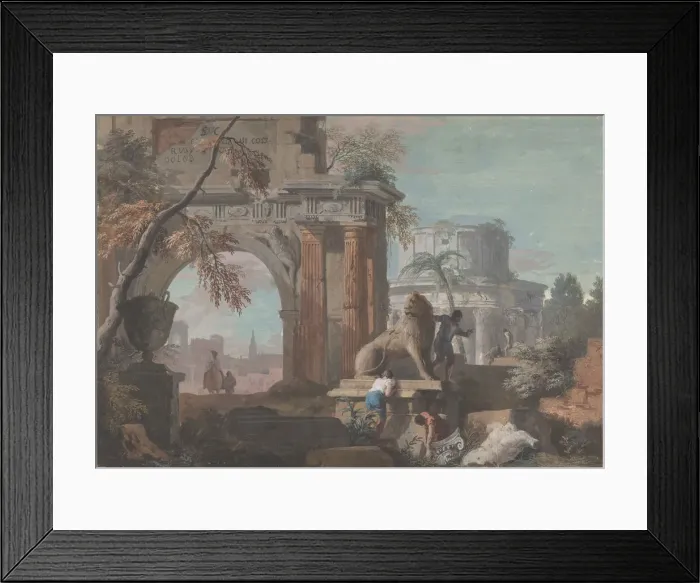 Framed Print : Capriccio with Roman Ruins, ca. 1700-1730. Creator: Marco Ricci Framed Print : Capriccio with Roman Ruins, ca. 1700-1730. Creator: Marco Ricci