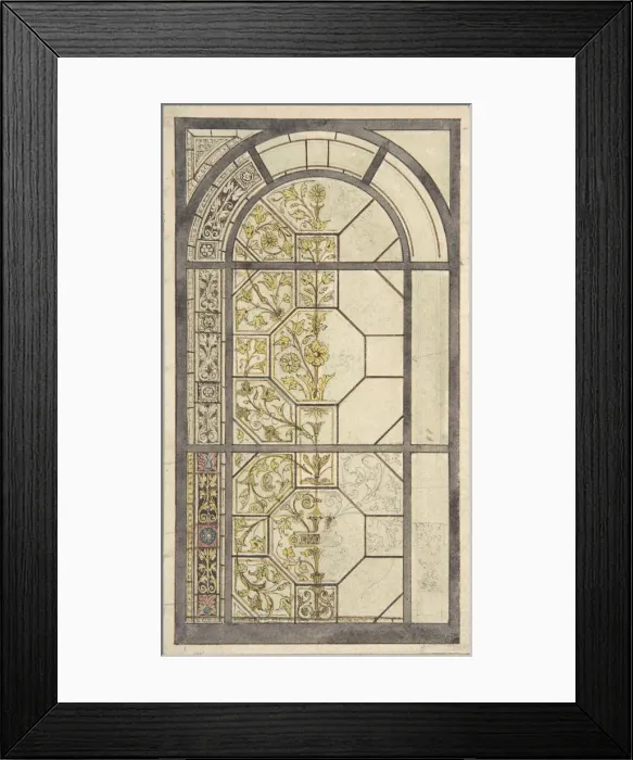 Framed Print : Design for Stained Glass Windows, 19th century. Creator: John Gregory Crace Framed Print : Design for Stained Glass Windows, 19th century. Creator: John Gregory Crace
