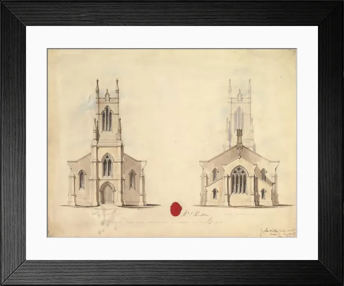 Framed Print : Design for the Proposed Church at Middlesborough, 1837. Creators: John Green Framed Print : Design for the Proposed Church at Middlesborough, 1837. Creators: John Green