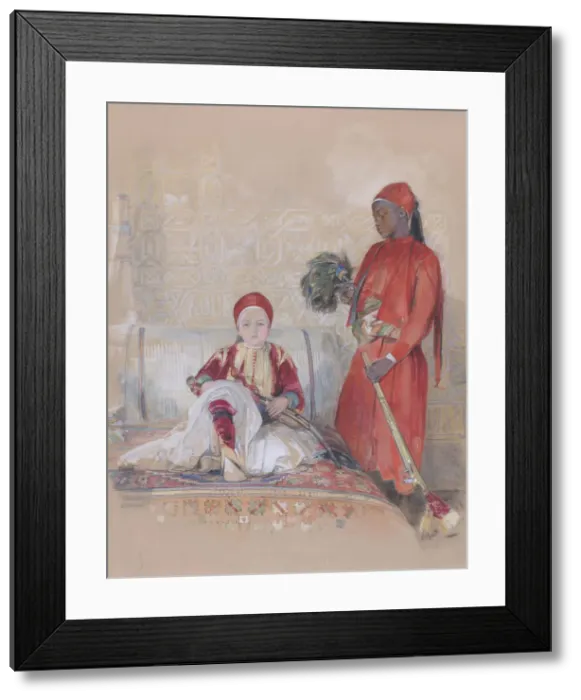 Framed Print : Iskander Bey and his Servant, ca. 1848. Creator: John Frederick Lewis Framed Print : Iskander Bey and his Servant, ca. 1848. Creator: John Frederick Lewis