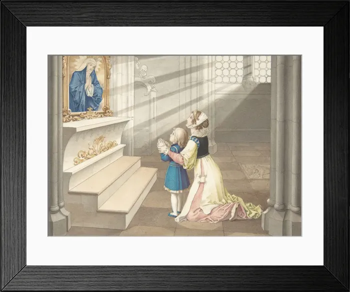 Framed Print : Mother and Daughter in Prayer, ca. 1811-17. Creator: Julius Schnorr von Carolsfeld Framed Print : Mother and Daughter in Prayer, ca. 1811-17. Creator: Julius Schnorr von Carolsfeld