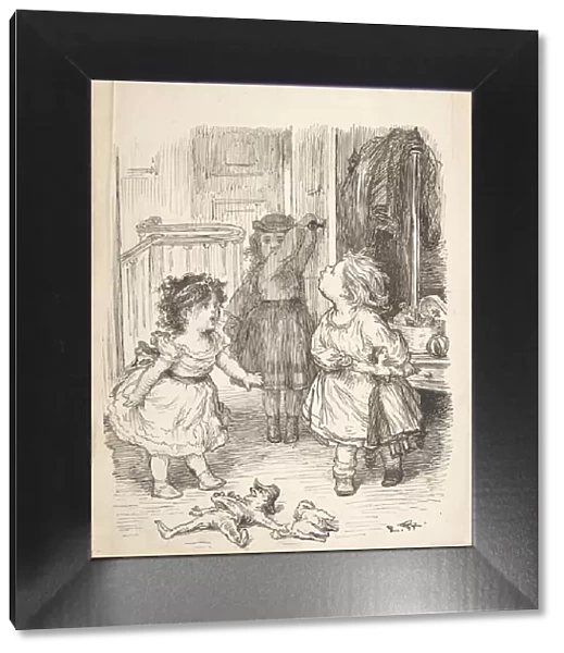 Three Little Girls in a Room Arguing and Spitting, 1835-1903. Creator: Lorenz Frolich