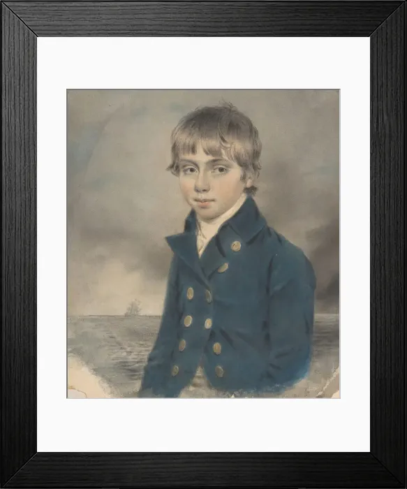 Framed Print : Memento Portrait of a Young Midship-Man, late 18th-early 19th century