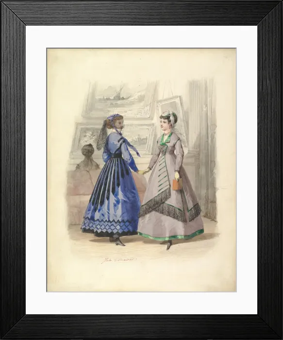 Framed Print : Two Women in an Art Gallery, 1868. Creator: Jules David Framed Print : Two Women in an Art Gallery, 1868. Creator: Jules David