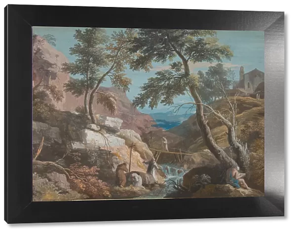 Mountainous Landscape with Hermits, ca. 1700-1730. Creator: Marco Ricci
