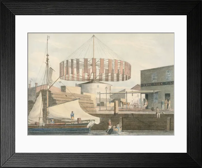 Framed Print : Circular Mill, King Street, New York, 1830. Creator: John William Hill Framed Print : Circular Mill, King Street, New York, 1830. Creator: John William Hill