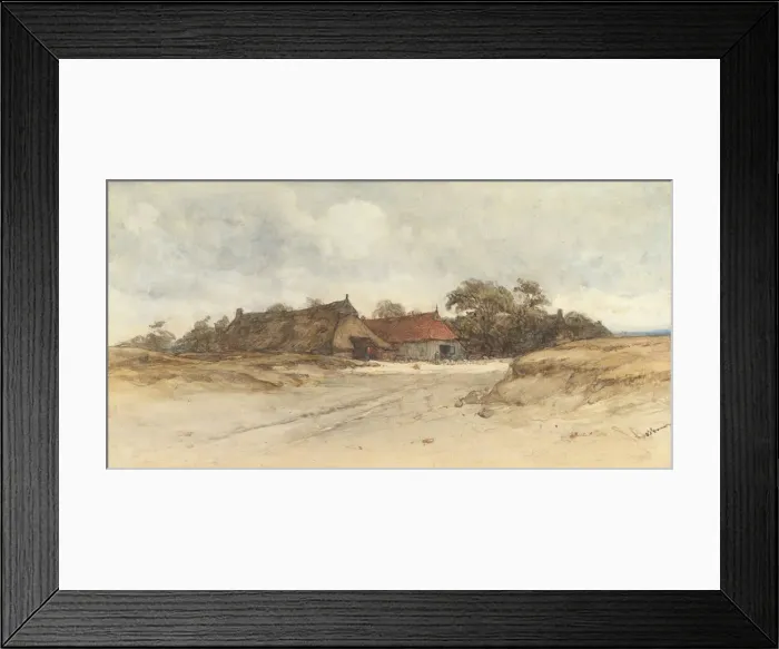 Framed Print : Farmhouses, 19th century. Creator: Johannes Bosboom Framed Print : Farmhouses, 19th century. Creator: Johannes Bosboom