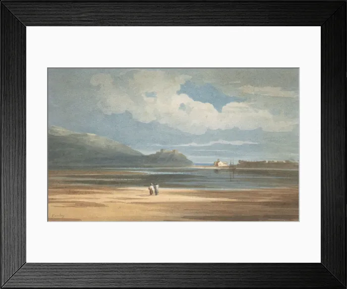 Framed Print : Harlech Castle across the Traeth Mawr, 1800-1842. Creator: John Varley I