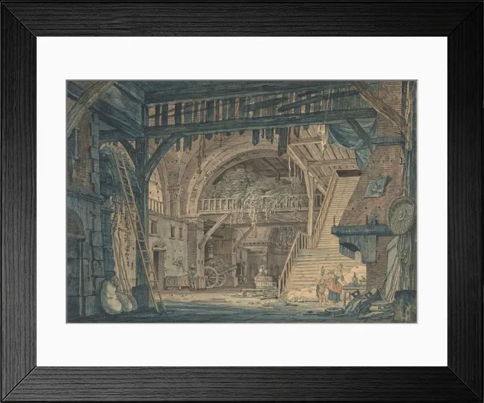 Framed Print : Stage Set Design of an Ancient Roman Ruin being Converted into a Barn Framed Print : Stage Set Design of an Ancient Roman Ruin being Converted into a Barn