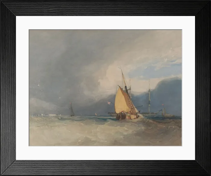 Framed Print : Boats off the Coast, Storm Approaching, 1830. Creator: John Sell Cotman Framed Print : Boats off the Coast, Storm Approaching, 1830. Creator: John Sell Cotman