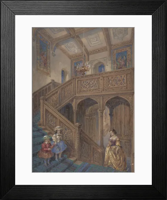 Framed Print : Design for a Jacobean-style Staircase (recto); Architectural Element Design (verso), ca Framed Print : Design for a Jacobean-style Staircase (recto); Architectural Element Design (verso), ca