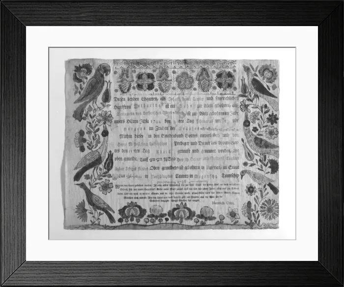 Framed Print : Birth and baptismal certificate, 1786. Creator: Johann Heinrich Otto Framed Print : Birth and baptismal certificate, 1786. Creator: Johann Heinrich Otto