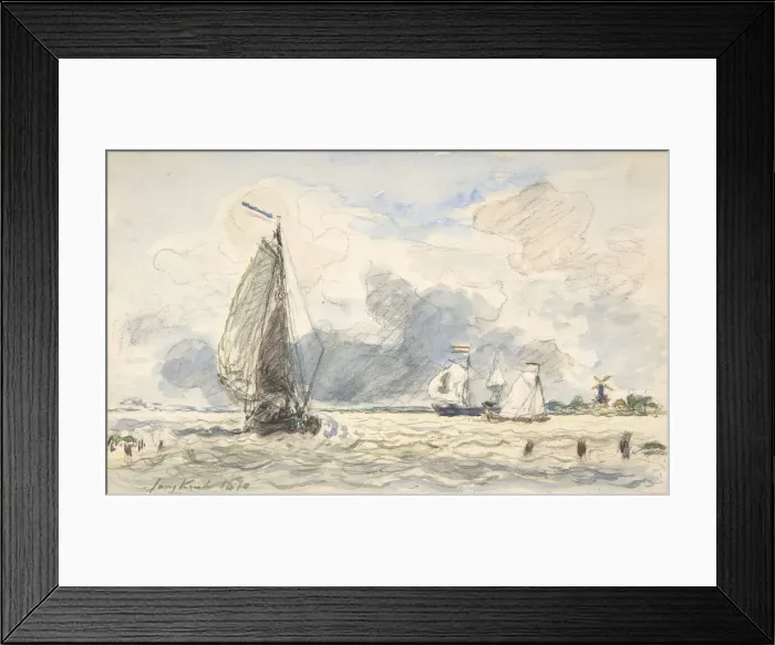 Framed Print : Dutch Fishing Boats, Verso: Sketches of Boats, 1870. Creator: Johan Barthold Jongkind Framed Print : Dutch Fishing Boats, Verso: Sketches of Boats, 1870. Creator: Johan Barthold Jongkind