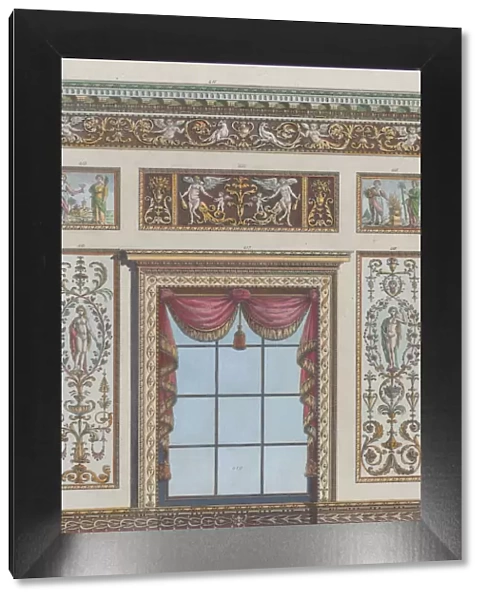 Interior Ornamented Wall with Window and Furniture, nos. 411-424... February 15, 1792