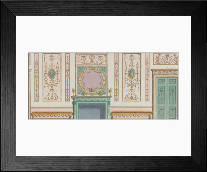 Framed Print : Interior Ornamented Wall with Doors and Fireplace, nos. 344-350... March 20, 1785 Framed Print : Interior Ornamented Wall with Doors and Fireplace, nos. 344-350... March 20, 1785