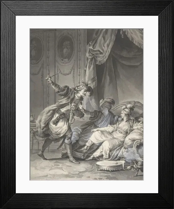 Framed Print : Comme ils en etaient la, arrive l oncle, ca. 1778. Creator: Jean-Michel Moreau Framed Print : Comme ils en etaient la, arrive l oncle, ca. 1778. Creator: Jean-Michel Moreau