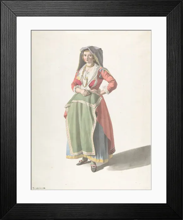 Framed Print : Young Woman Standing in Traditional Neapolitan Dress, ca. 1775-1821 Framed Print : Young Woman Standing in Traditional Neapolitan Dress, ca. 1775-1821