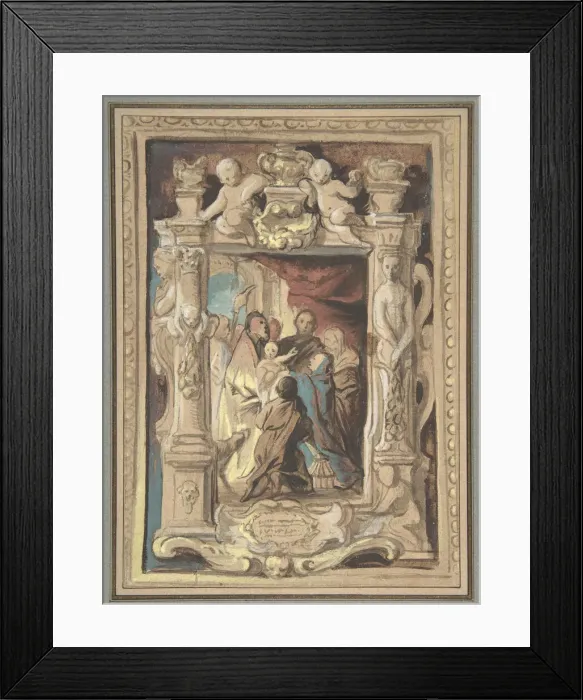 Framed Print : The Presentation in the Temple, with a Design for a Sculpted Frame, ca. 1630-1635 Framed Print : The Presentation in the Temple, with a Design for a Sculpted Frame, ca. 1630-1635