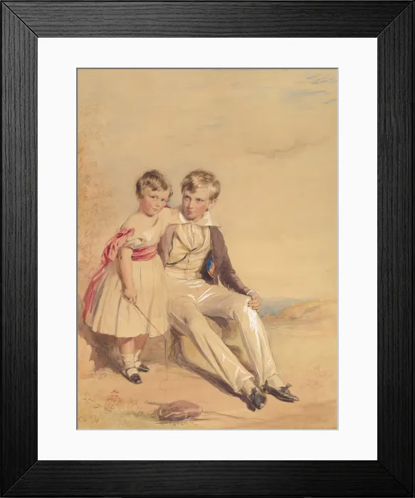 Framed Print : Portrait of Two Children, 1837. Creator: George Richmond Framed Print : Portrait of Two Children, 1837. Creator: George Richmond