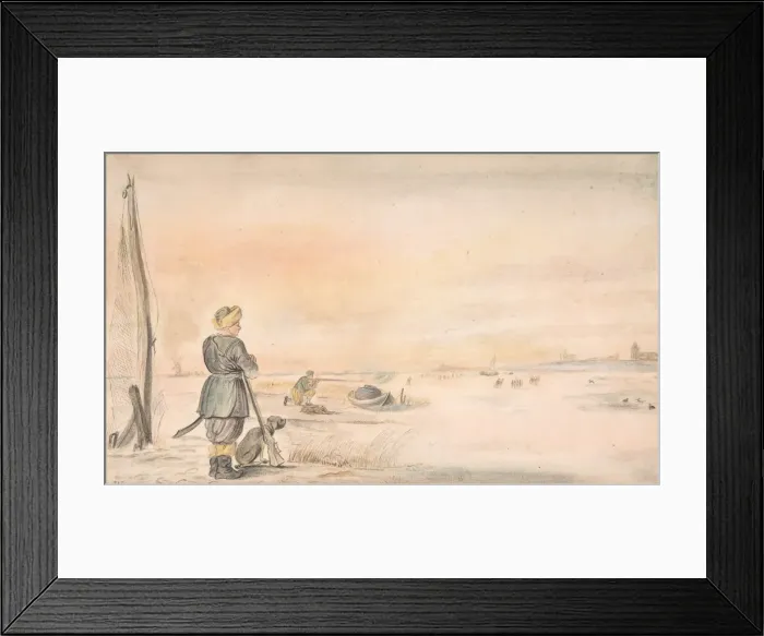 Framed Print : Winter Landscape with a Hunter and his Dog, n. d Creator: Hendrick Avercamp Framed Print : Winter Landscape with a Hunter and his Dog, n. d Creator: Hendrick Avercamp