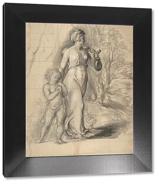 Hagar and Ishmael in the Wilderness (recto); Two Portrait Studies of the Artists Wife