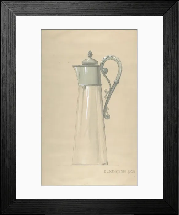 Framed Print : Design for Glass and Silver Water Pitcher, with a Cover, 1820-65 Framed Print : Design for Glass and Silver Water Pitcher, with a Cover, 1820-65