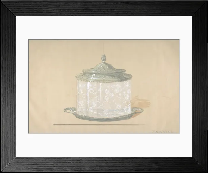 Framed Print : Design for a Glass Box with a Silver Base and Cover, 1820-65 Framed Print : Design for a Glass Box with a Silver Base and Cover, 1820-65