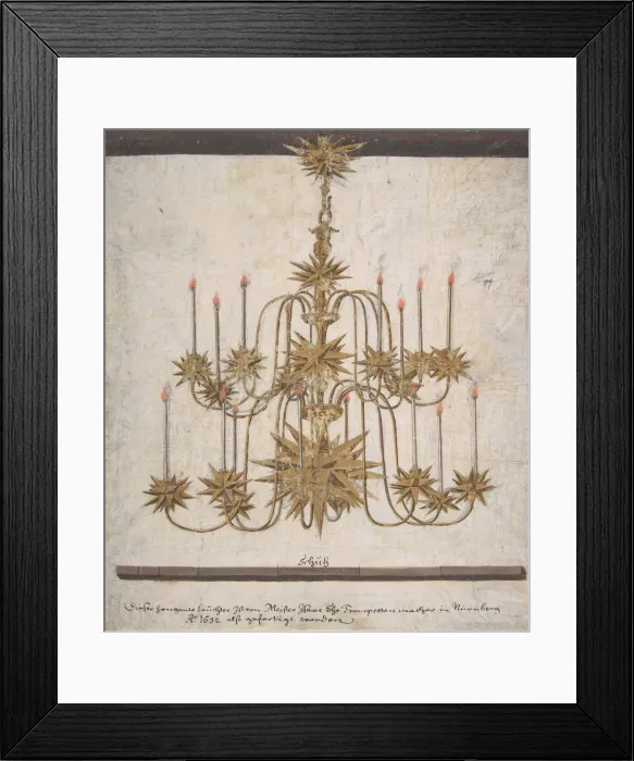 Framed Print : Design for a Chandelier with Sixteen Candles, 1632. Creator: Isaak Ehe Framed Print : Design for a Chandelier with Sixteen Candles, 1632. Creator: Isaak Ehe