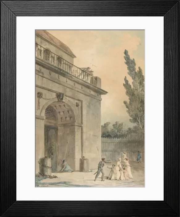 Framed Print : Visitors leaving a prison, 1794-95. Creator: Hubert Robert Framed Print : Visitors leaving a prison, 1794-95. Creator: Hubert Robert