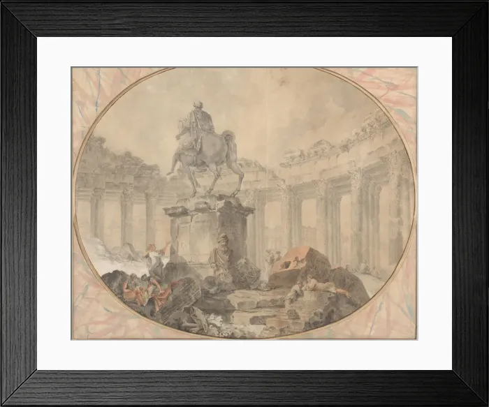 Framed Print : Equestrian Statue of Marcus Aurelius, 1757. Creator: Hubert Robert Framed Print : Equestrian Statue of Marcus Aurelius, 1757. Creator: Hubert Robert