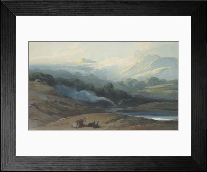 Framed Print : Cattle Resting in a Mountainous Landscape, ca. 1808-12. Creator: George Chinnery Framed Print : Cattle Resting in a Mountainous Landscape, ca. 1808-12. Creator: George Chinnery