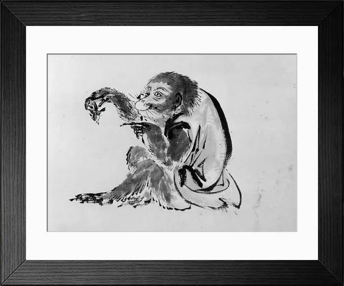 Framed Print : Monkey and Bee, 19th century. Creator: Hokusai School Framed Print : Monkey and Bee, 19th century. Creator: Hokusai School