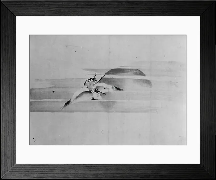 Framed Print : Crane and Sun, 19th century. Creator: Hokusai School Framed Print : Crane and Sun, 19th century. Creator: Hokusai School
