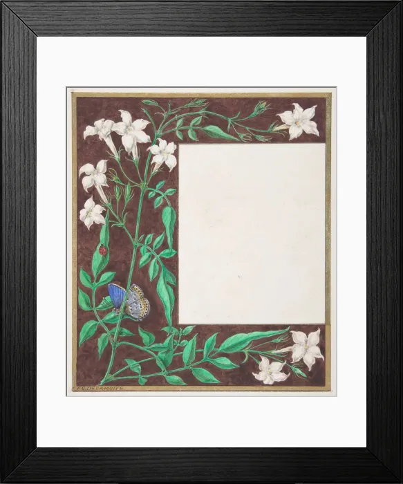 Framed Print : Floral Border Design, 1830-62. Creator: Freeman Gage Delamotte