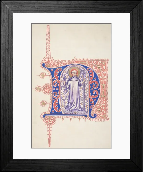 Framed Print : Illuminated Initial N, 1830-62. Creator: Freeman Gage Delamotte Framed Print : Illuminated Initial N, 1830-62. Creator: Freeman Gage Delamotte