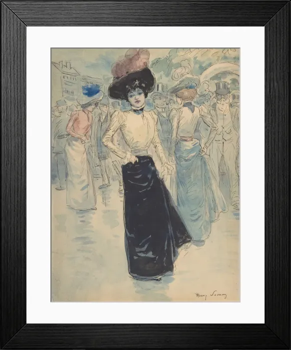 Framed Print : A Parisienne on a Crowded Street, ca. 1880-1907. Creator: Henri Somm Framed Print : A Parisienne on a Crowded Street, ca. 1880-1907. Creator: Henri Somm