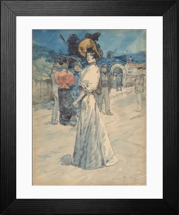 Framed Print : A Parisienne Outside the Moulin de la Galette, ca. 1880-1907. Creator: Henri Somm