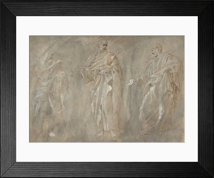 Framed Print : Three Standing Figures, 16th century. Creator: Unknown Framed Print : Three Standing Figures, 16th century. Creator: Unknown
