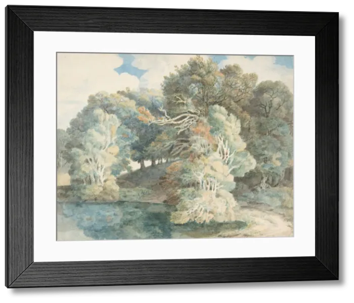Framed Print : Trees by the Lake, Peamore Park, near Exeter, Devon, 1790-1810. Creator: Francis Towne