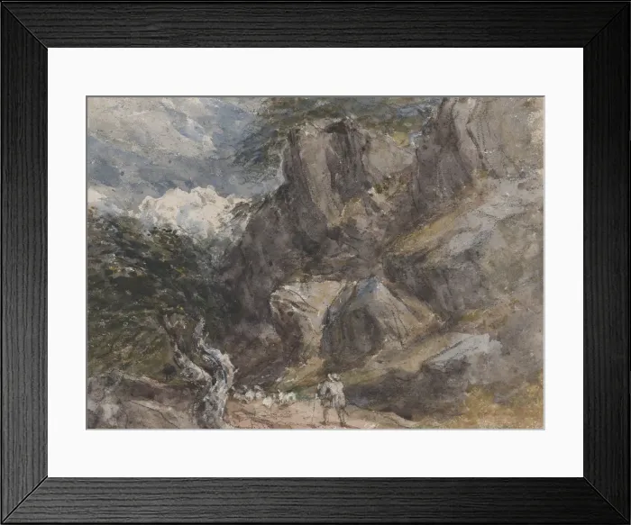 Framed Print : Driving Sheep in a Rocky Landscape, ca. 1846. Creator: David Cox the elder Framed Print : Driving Sheep in a Rocky Landscape, ca. 1846. Creator: David Cox the elder