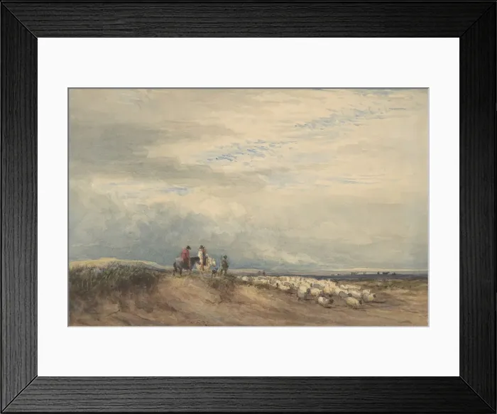 Framed Print : Riders with Sheep near an Estuary, 1830. Creator: David Cox the elder Framed Print : Riders with Sheep near an Estuary, 1830. Creator: David Cox the elder