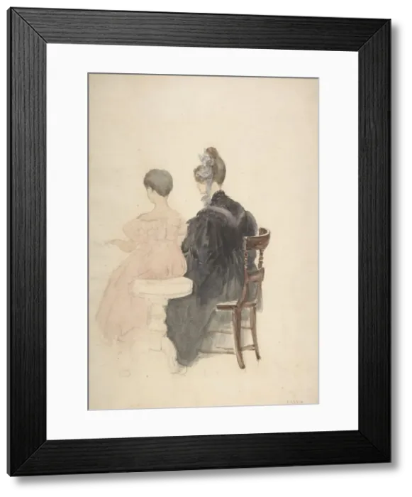 Framed Print : A Piano Lesson, 1800-1859. Creator: David Cox the elder Framed Print : A Piano Lesson, 1800-1859. Creator: David Cox the elder